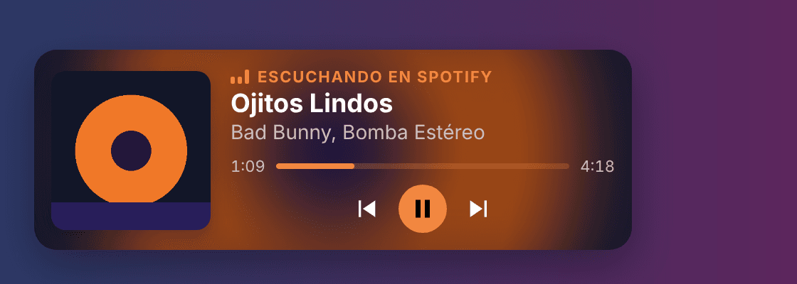 Overlay de OBS Now Playing mostrando la canción actual